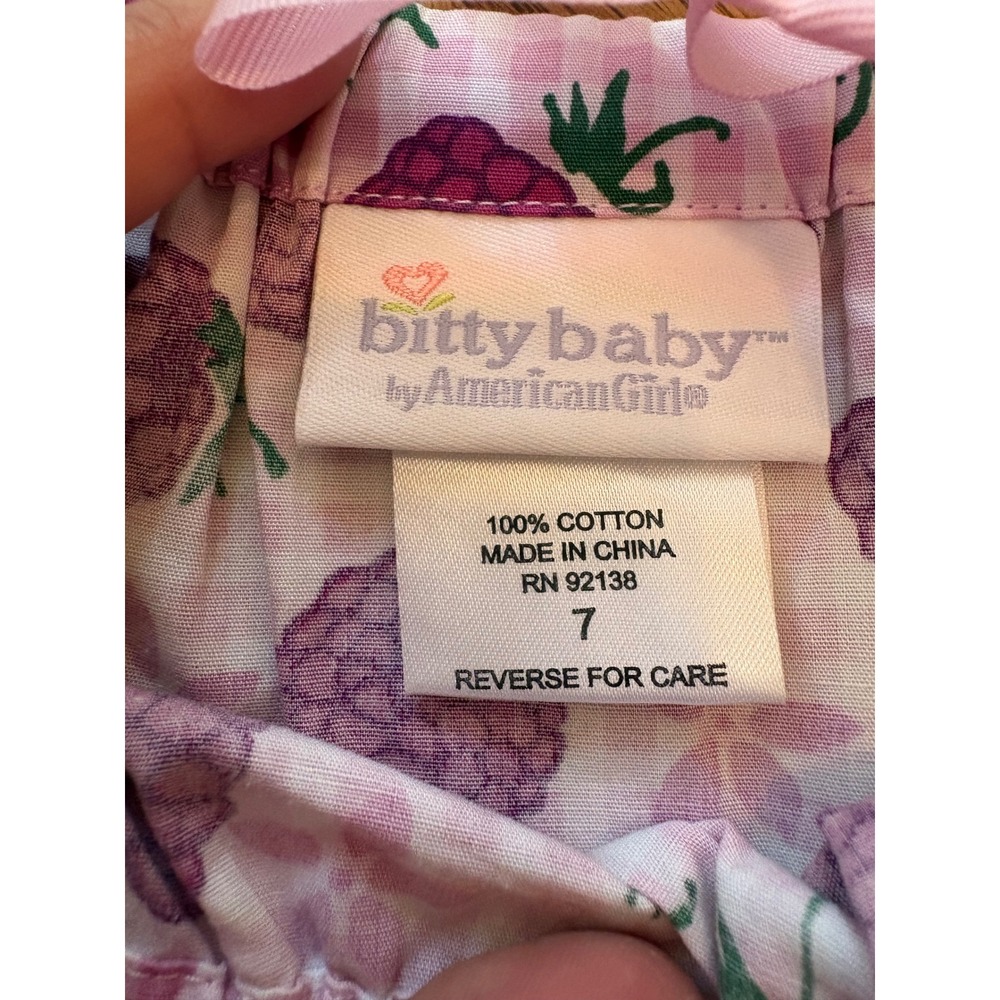 Bitty Baby American Girl Girls Purple‎ Raspberry Gingham Tie Strap Top Size 7 - Picture 5 of 9